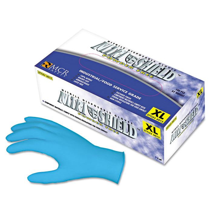 MCR Disposable Nitrile Gloves, Large, 4 mil, Powder-Free, 100/Box