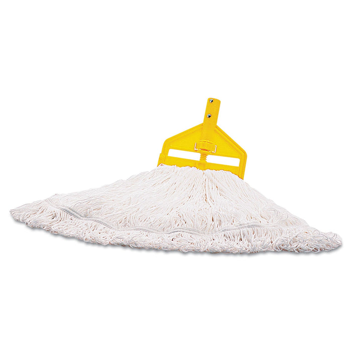 Rubbermaid Nylon Finish Mop Head, Medium, White, 6/Carton