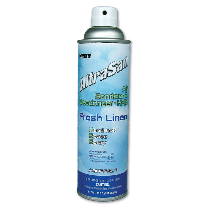 Misty Handheld Air Sanitizer/Deodorizer, Fresh Linen, 10 oz Aerosol Spray, 12/Carton