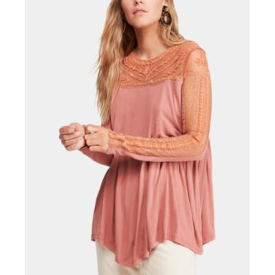 Free People Womens Jojo Mixed Media Embroidered Pullover Top by Vanessa Jane