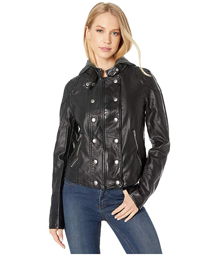 Free People - New Dawn Hooded Faux-Leather Jacket, Size Medium by Vanessa Jane