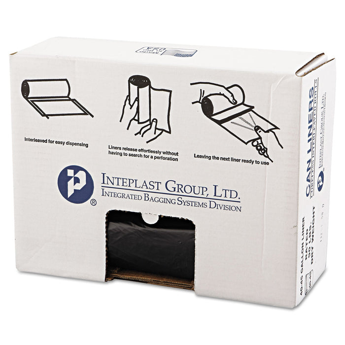 Inteplast Group High-Density Commercial Can Liners Value Pack, 45 gal, 19 microns, 40" x 46", Black, 150/Carton