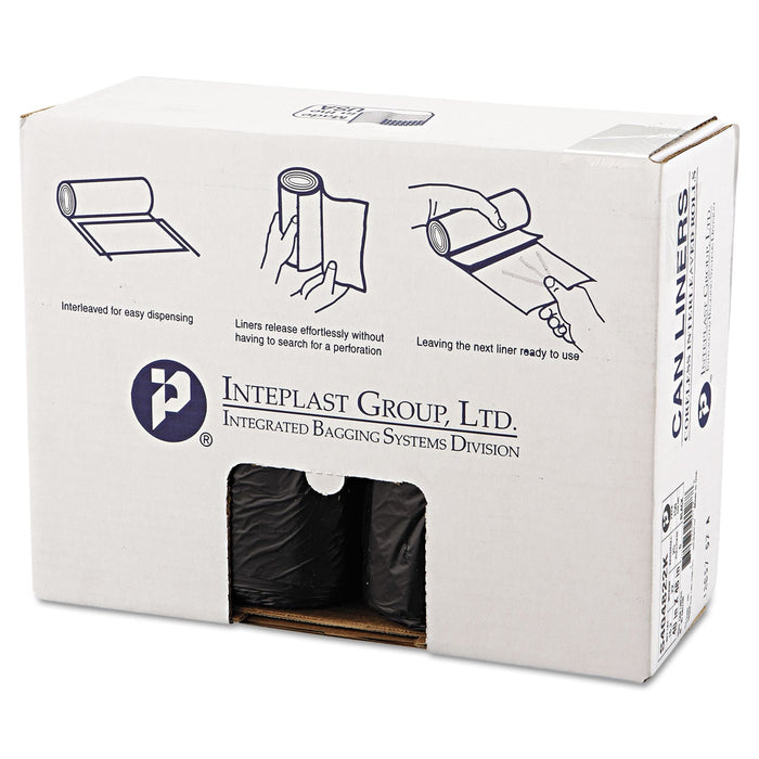 Inteplast Group High-Density Interleaved Commercial Can Liners, 45 gal, 22 microns, 40" x 48", Black, 150/Carton
