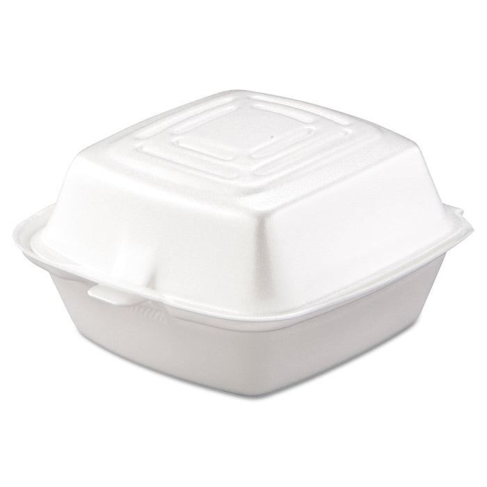 Dart Foam Hinged Lid Containers, 5.38 x 5.5 x 2.88, White, 500/Carton
