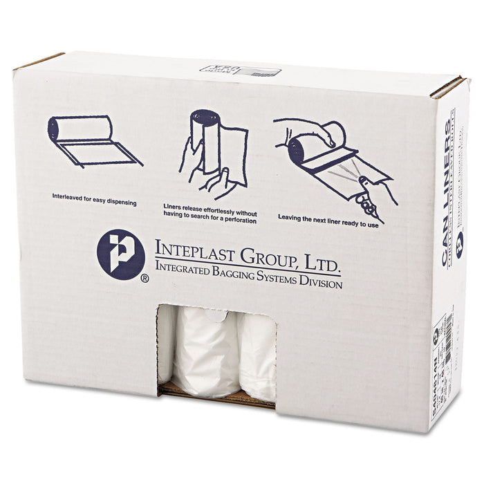 Inteplast Group High-Density Interleaved Commercial Can Liners, 45 gal, 14 microns, 40" x 48", Clear, 250/Carton