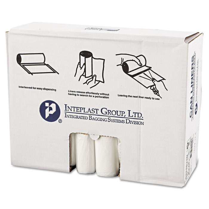 Inteplast Group High-Density Interleaved Commercial Can Liners, 33 gal, 13 microns, 33" x 40", Clear, 500/Carton
