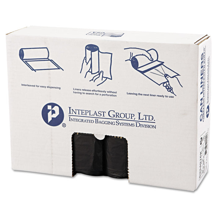 Inteplast Group High-Density Interleaved Commercial Can Liners, 33 gal, 16 microns, 33" x 40", Black, 250/Carton