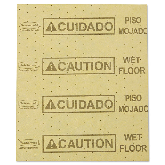 Rubbermaid Over-the-Spill Pad, Caution Wet Floor, 16 oz, 16.5 x 20, 22 Sheets/Pad