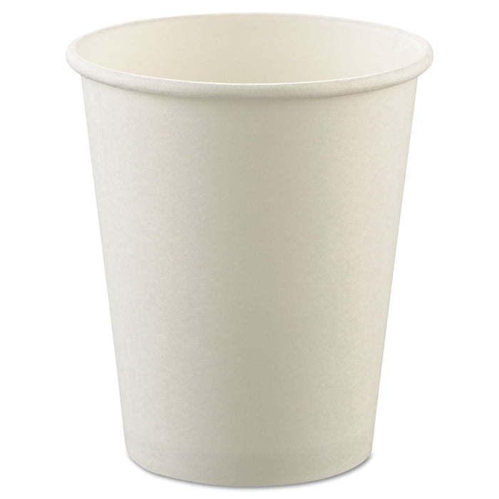 Dart Uncoated Paper Cups, Hot Drink, 8 oz, White, 1,000/Carton