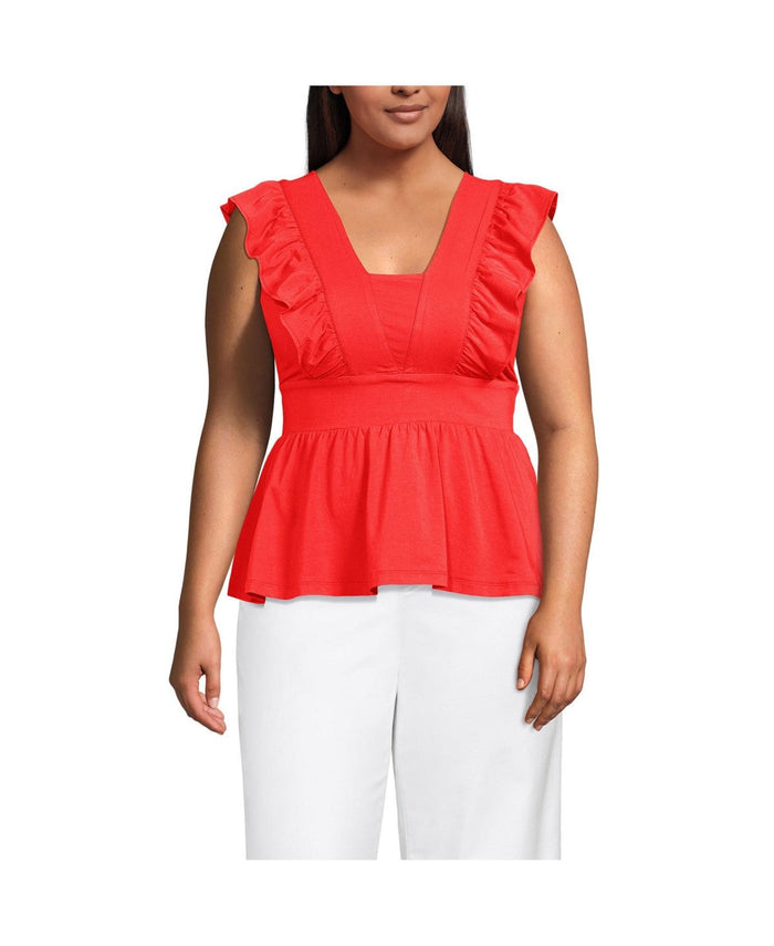 Lands End Plus Size Lightweight Jersey Ruffle Peplum Top, size 2x by Vanessa Jane