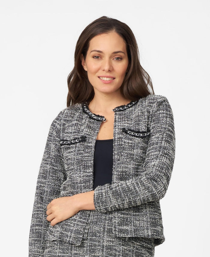 Cable and Gauge Womens Chain Detail Boucle Lady Jacket, XL by Vanessa Jane
