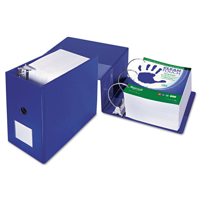 Samsill Clean Touch Locking D-Ring Reference Binder Protected w/Antimicrobial Additive, 3 Rings, 6" Capacity, 11 x 8.5, Blue