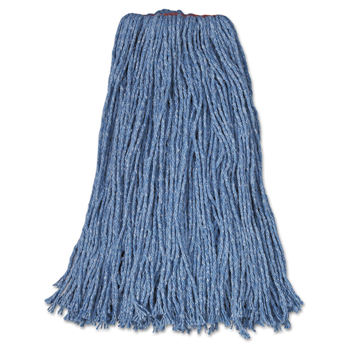 Rubbermaid Cotton/Synthetic Cut-End Blend Mop Head, 24 oz, 1" Band, Blue, 12/Carton