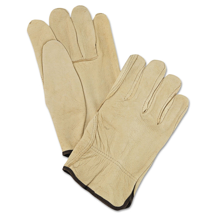 MCR Unlined Pigskin Driver Gloves, Cream, Large, 12 Pairs
