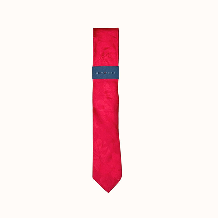 Tommy Hilfiger Mens Monstera Plant Silk Pattern Neck Tie Red by Vanessa Jane