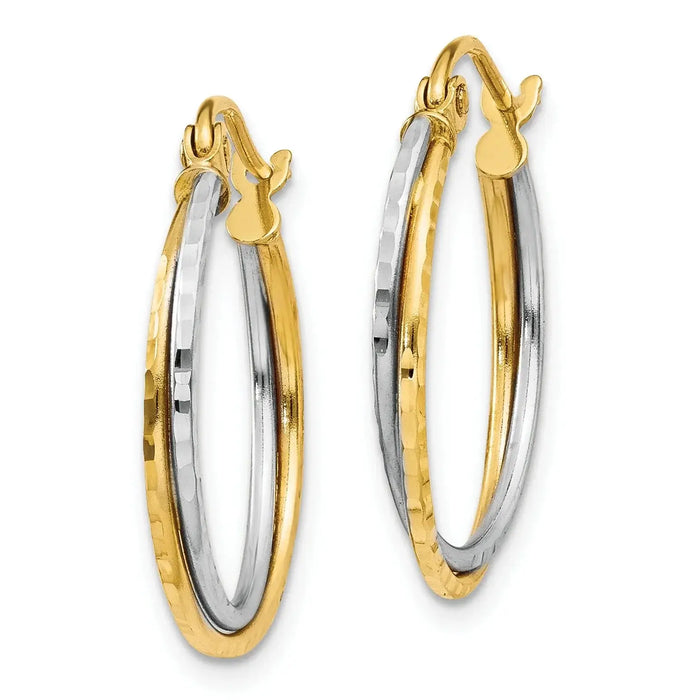 14K Gold Diamond Cut Hoops Earrings by Fine Color Jewels