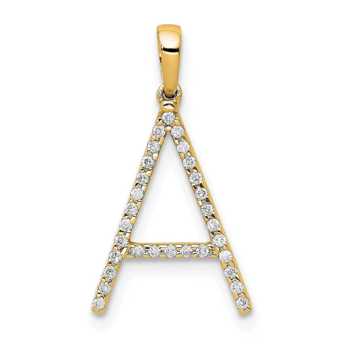 14k Gold Diamond Initial Pendant by Fine Color Jewels