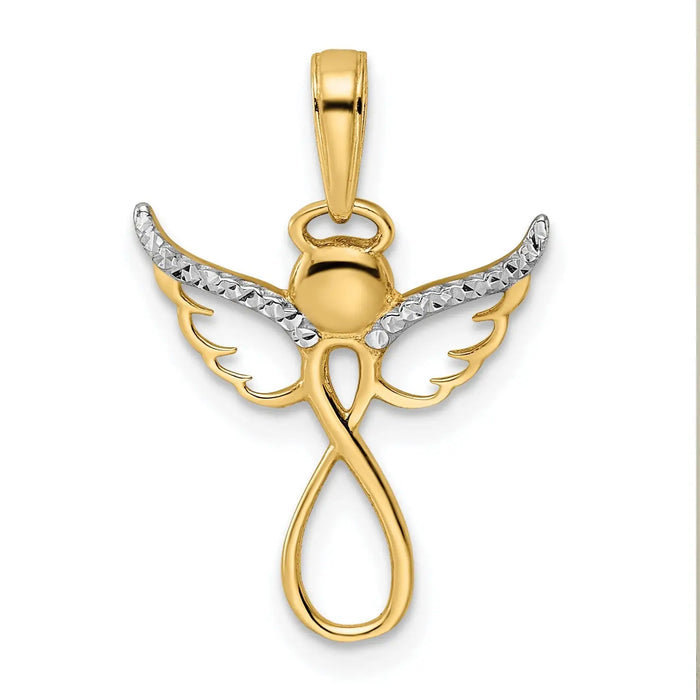 14K Gold Infinity Guardian Angel Pendant by Fine Color Jewels