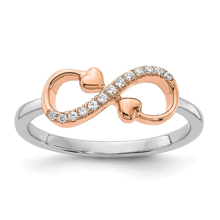 14k Gold Infinity Heart Pave Ring by Fine Color Jewels