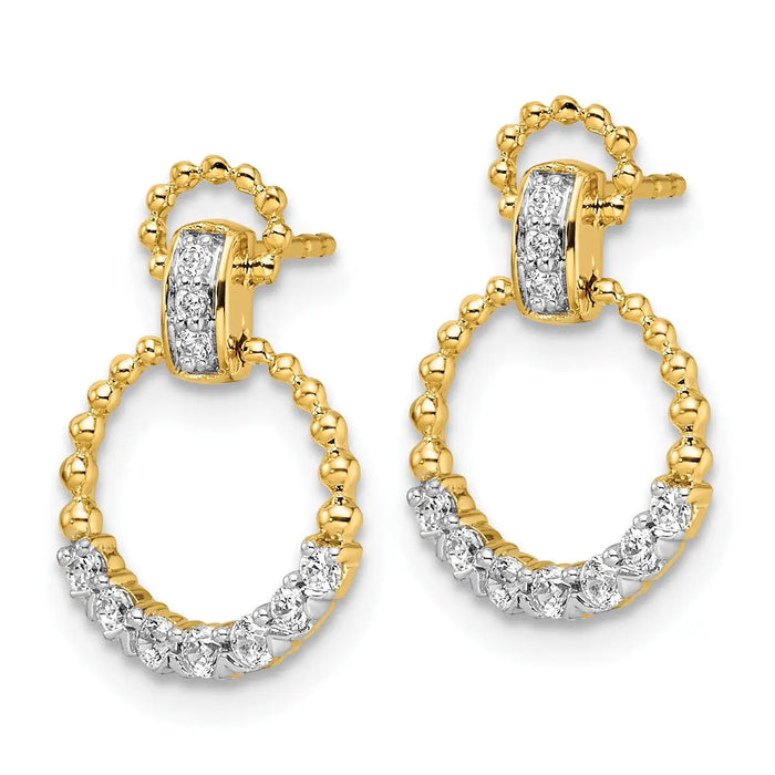 14K Gold Lab Diamond Circle Dangle Earrings by Fine Color Jewels