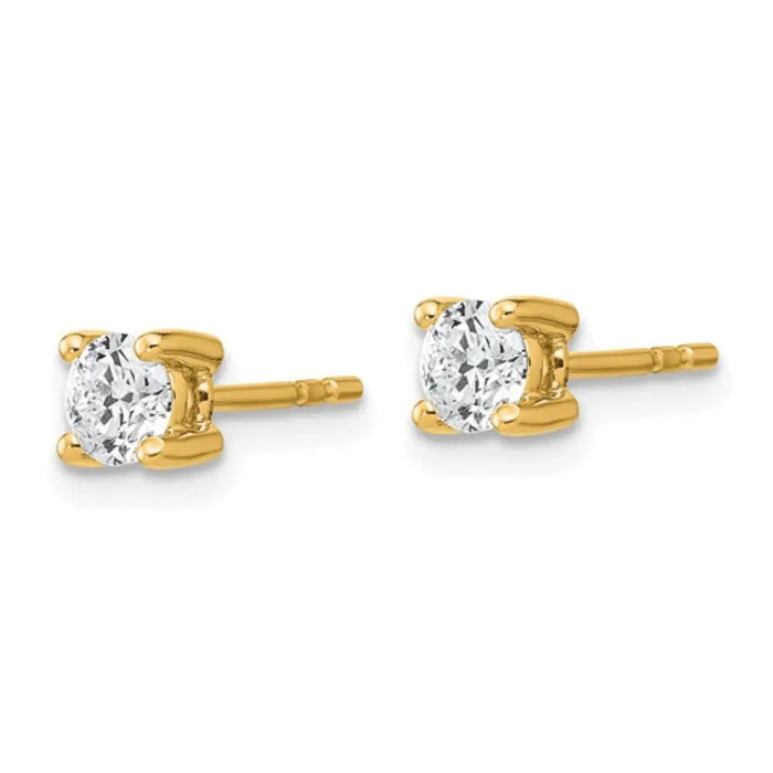 14k Gold Lab Diamond Round Solitaire Stud Earrings by Fine Color Jewels