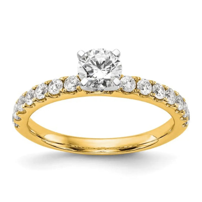 14K Gold Lab Diamond Solitaire Pave Ring by Fine Color Jewels