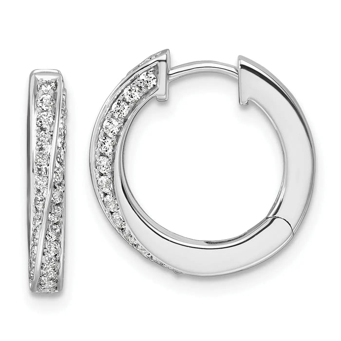 14k Gold Lab Diamond Twisted Hinged Hoop Earrings by Fine Color Jewels