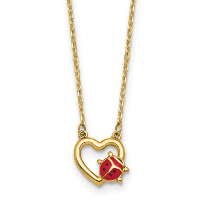 14K Gold Lady Bug Necklace by Fine Color Jewels