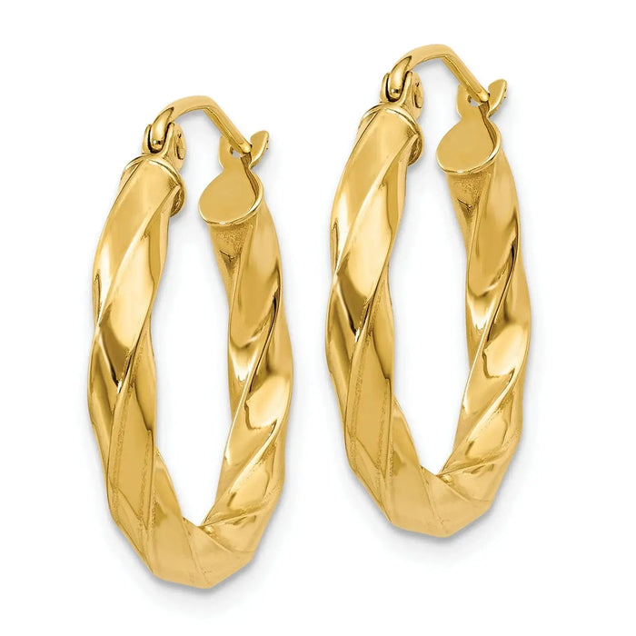 14k Gold Medium Twisted Hoop Earrings by Fine Color Jewels