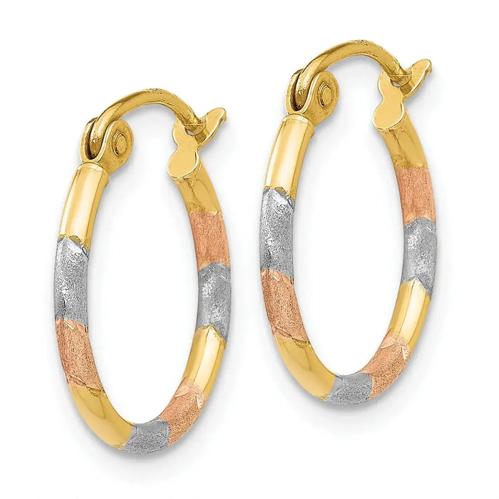 14K Gold Multi Colored Hoop Earrings by Fine Color Jewels