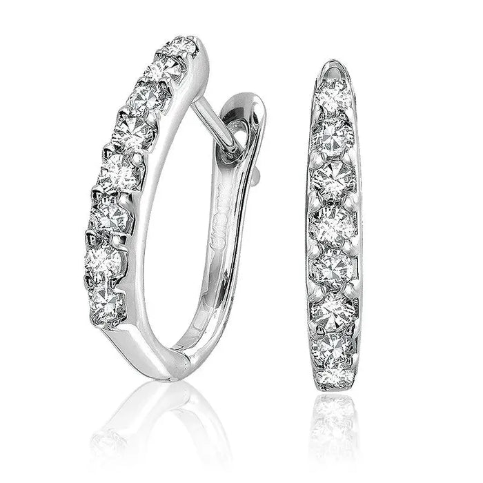 14k Gold Natural Diamond Huggie Earrings by Fine Color Jewels