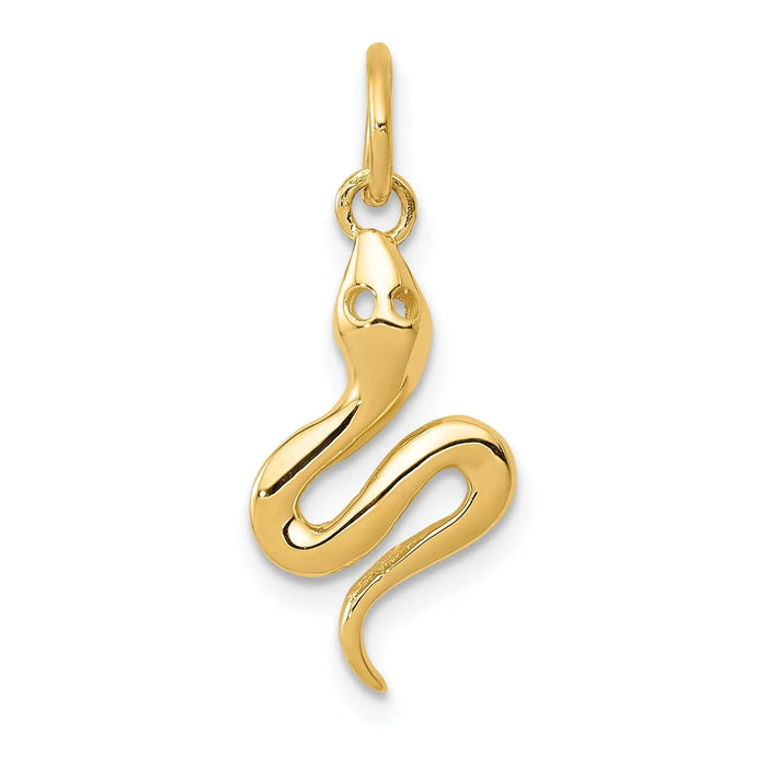 14k Gold Snake Charm Pendant by Fine Color Jewels