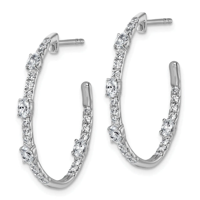 14K White Gold Lab Diamond J Hoop Earrings by Fine Color Jewels