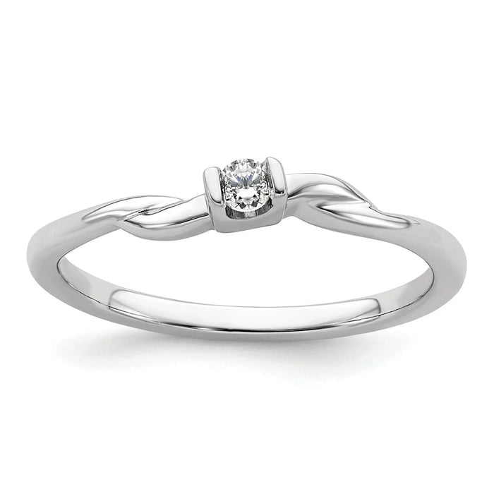 14k White Gold Lab Diamond Solitaire Engagement Ring 1/15 carat by Fine Color Jewels
