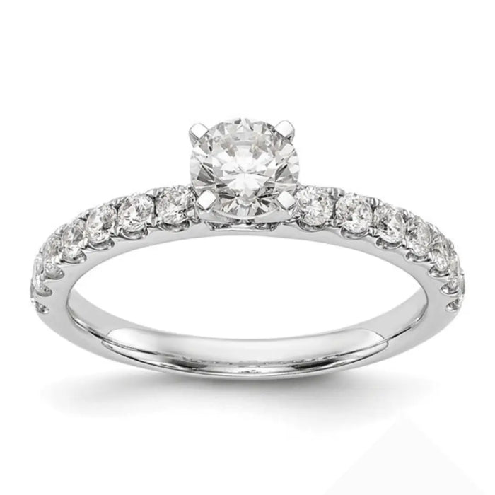 14K White Gold Lab Diamond Solitaire Pave Ring by Fine Color Jewels
