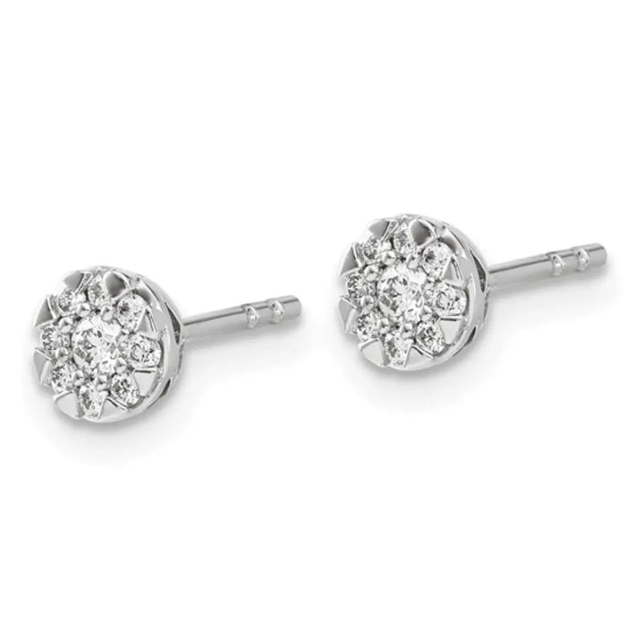 14K White Gold Lab Grown Diamond Cluster Earrings by Fine Color Jewels