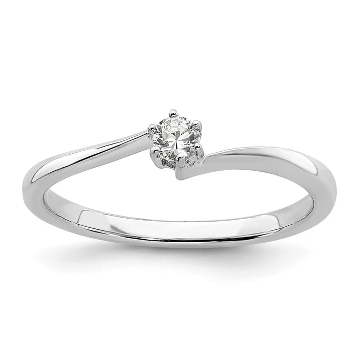 14k White Gold Lab Grown Diamond Petite Solitaire Engagement Ring 1/8 carat by Fine Color Jewels