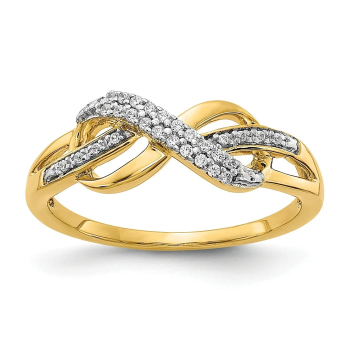 14k Yellow Gold Lab Grown Diamond Infinity Symbol Ring by Fine Color Jewels