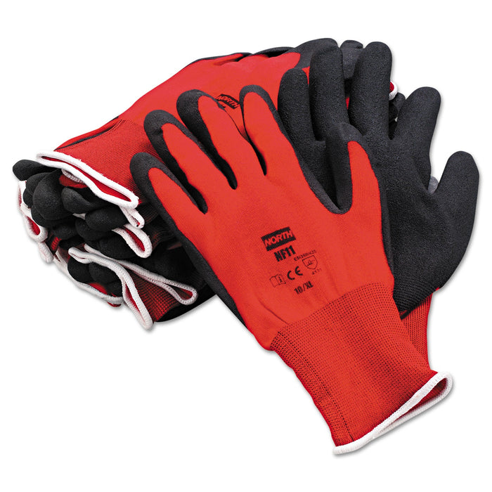 North Safety NorthFlex Red Foamed PVC Gloves, Red/Black, Size 10/XL, 12 Pairs