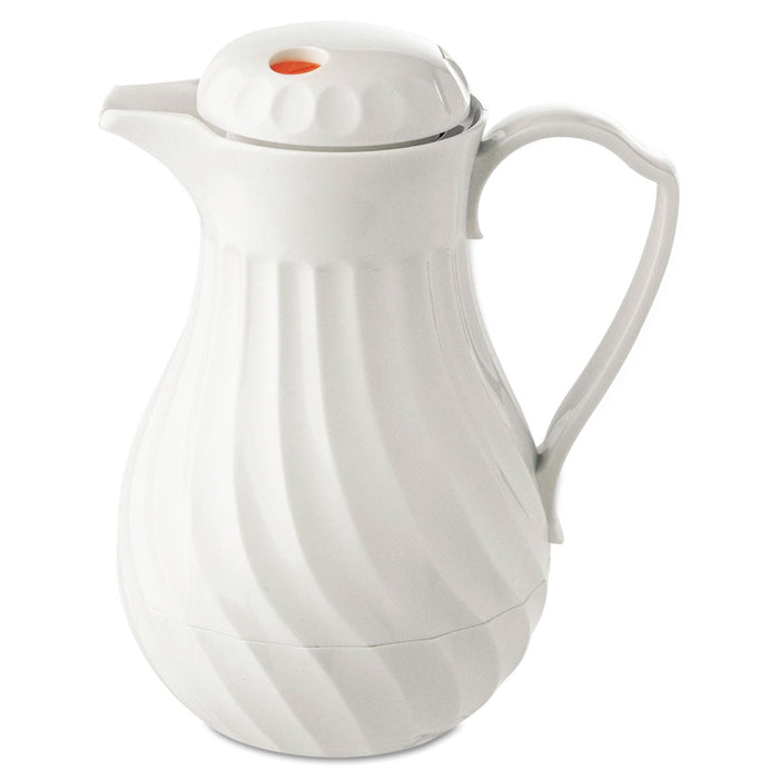 Hormel Poly Lined Carafe, Swirl Design, 64 oz Capacity, White