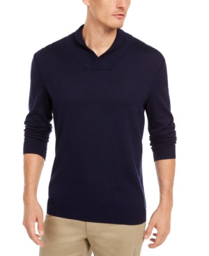 Tasso Elba Mens Contrast Shawl-Collar Supima Cotton Sweater by Vanessa Jane