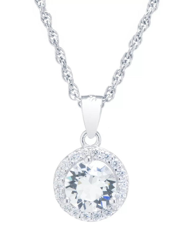 Giani Bernini Crystal and Cubic Zirconia Halo 18in Pendant Necklace by Vanessa Jane