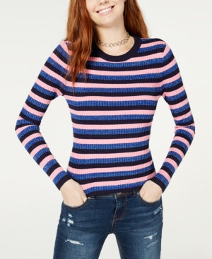 Hooked up by Iot Juniors Shine Striped Rib-Knit Sweater by Vanessa Jane