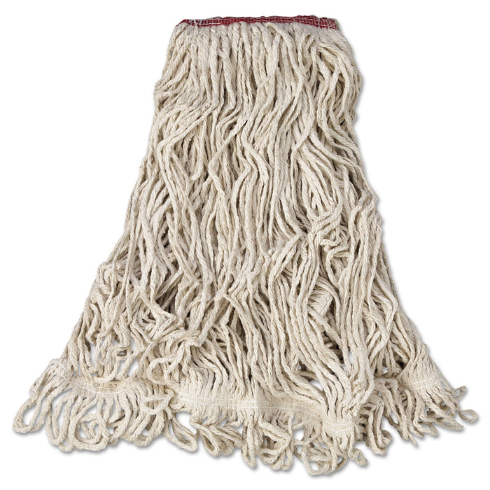 Rubbermaid Super Stitch Blend Mop Head, Large, Cotton/Synthetic, White, 6/Carton