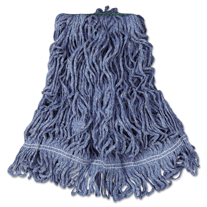 Rubbermaid Super Stitch Blend Mop Head, Medium, Cotton/Synthetic, Blue, 6/Carton
