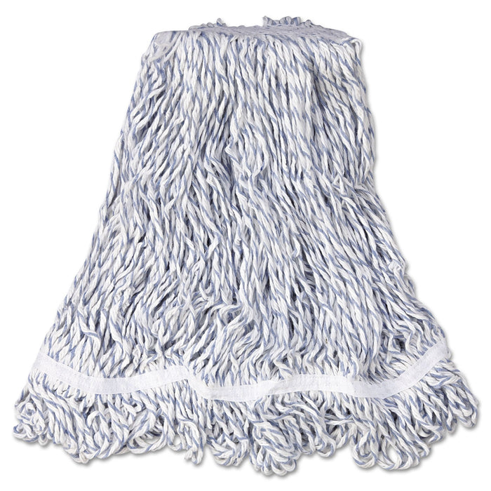 Rubbermaid Web Foot Finish Mop, White, Med, Cotton/Synthetic, 1". White Headband, 6/Carton