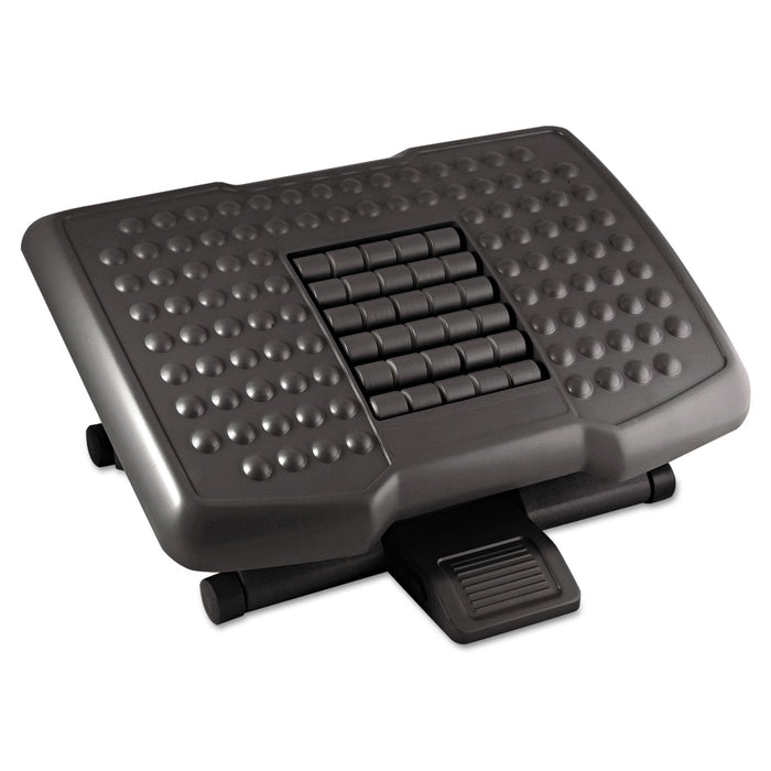 Kantek Premium Adjustable Footrest with Rollers, Plastic, 18w x 13d x 4 to 6.5h, Black
