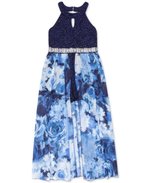 Speechless Girls Glitter-Lace Walk-Through Maxi Dress by Vanessa Jane