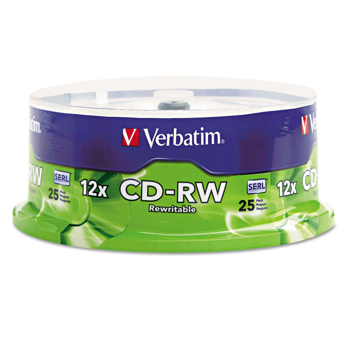 Verbatim CD-RW Rewritable Disc, 700 MB/80 min, 12x, Spindle, Silver, 25/Pack