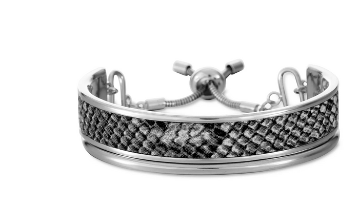 Alfani Silver-Tone Faux-Leather Slider Bracelet by Vanessa Jane